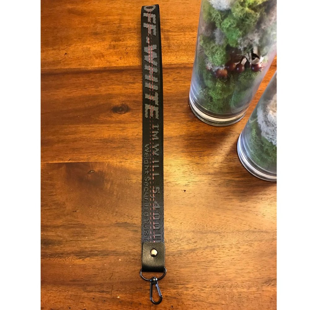 Off-White Lanyard Black Keychain Long Neck Strap